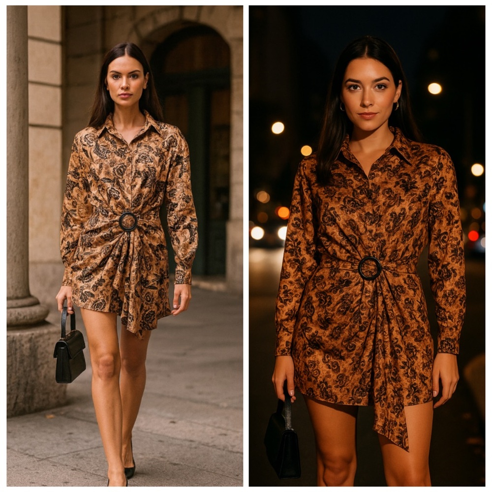 Dodo Bar Or Lori Gold Paisley Twist Front Mini Dress NWT IT 42/ US 6